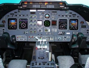 Cockpit of Learjet 23
